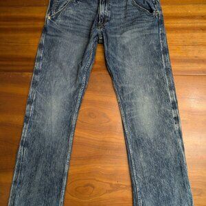 Levi’s 514 Acid Wash Jeans Beige/White Patch 36x32 Double Back Pocket/Buttons